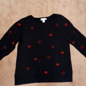 Christopher and Banks blouse sz PL. Blackw/hearts.